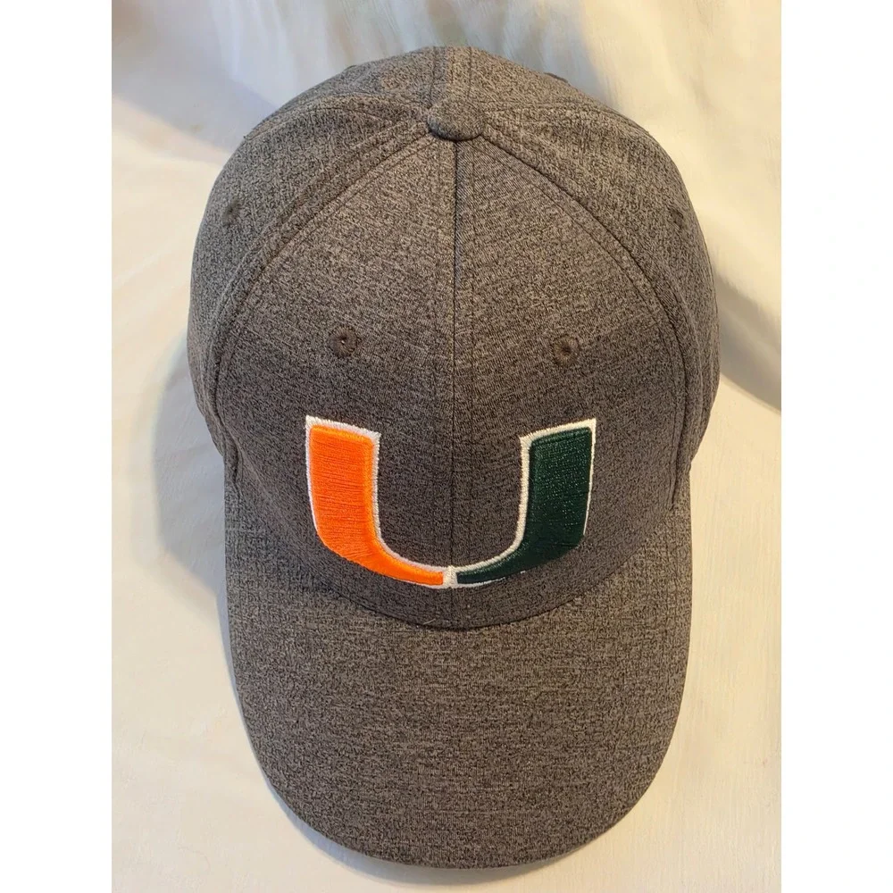 Fan Favorite Miami Hurricanes Hat Mens Grey Heathered Snapback U‎ Logo Cap NCAA